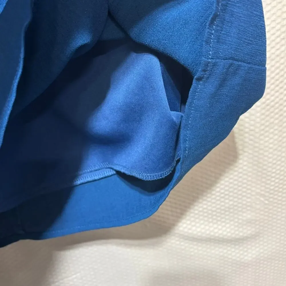 Miami Blue Lined Shift Dress Tiered Ruffle Sleeves Size M